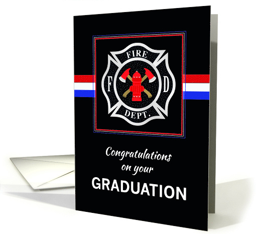 Fire Department Academy Graduation Emblem on Black card (1494930)