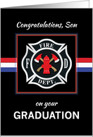 Son Fire Department Academy Graduation Black with Red White Blue card