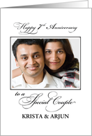 7th Wedding Anniversary Custom Name and Photo Congratulations card