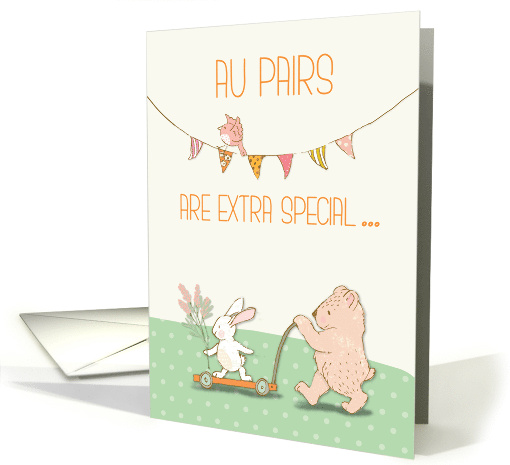 Au Pair Thanks Bear and Bunny card (1503220)