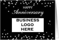 Employee Anniversary Custom Logo Black with Silver Sparkles card