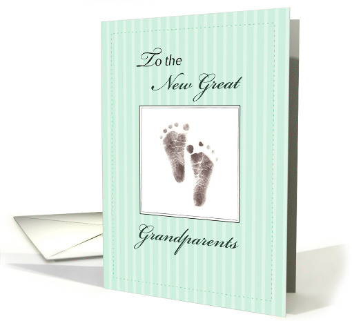 New Great Grandparents of Baby Neutral Footprint Congratulations card