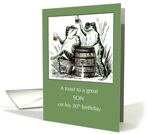 Son 30th Birthday Frogs Toasting with Beer card (1507928)