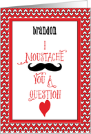 Custom Name Moustache Valentines Day Red Hearts card