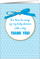 Baby Boy Shower Gift Thank You Blue Digital Ribbon card