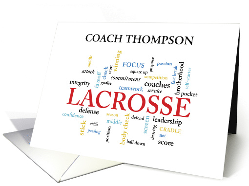 Personalize Name Lacrosse Coach Thanks Words card (1509820)
