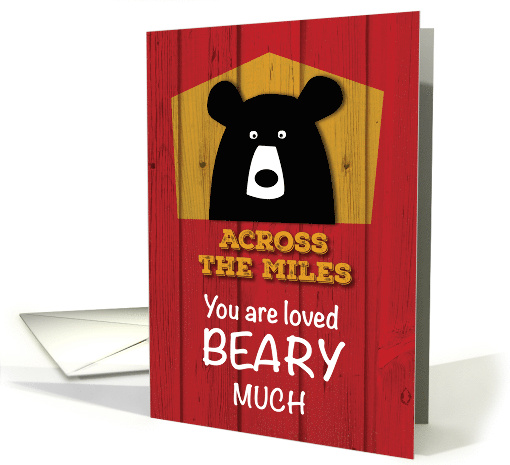 Across The Miles Valentine Bear Wishes on Red Wood Grain Look card