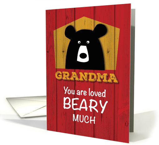 Grandma Valentine Bear Wishes on Red Wood Grain Look card (1509894)