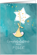 First Child, Congratulations, Baby in Stars card