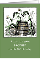 Brother 70th Birthday Frogs Toasting with Beer card