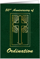 50th Anniversary of Ordination Green Leather Look card