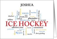 Ice Hockey Custom Name Birthday in Words Joshua card