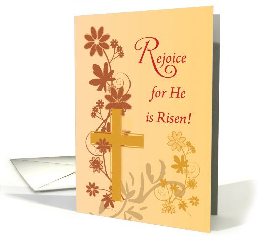 Rejoice Easter Cross Swirls Flowers and Leaves card (1513326)