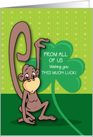 From All Of Us St. Patricks Day Monkey with Shamrock card