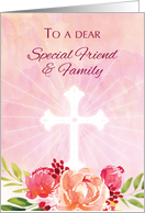 Special Friend and Family Religious Easter Blessings Watercolor Look card