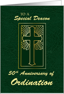 Deacon 50th Anniversary of Ordination Green Leather Look card