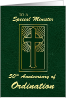 Minister 50th Anniversary of Ordination Green Leather Look card