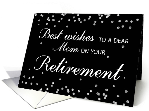 Mom Retirement Congratulations Black with Silver Sparkles card