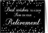 Son Retirement Congratulations Black with Silver Sparkles card
