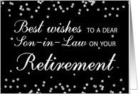 Son in Law Retirement Congratulations Black with Silver Sparkles card