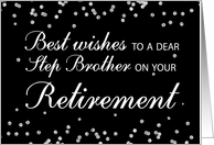 Step Brother Retirement Congratulations Black with Silver Sparkles card
