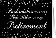 Step Sister Retirement Congratulations Black with Silver Sparkles card
