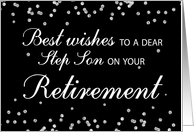 Step Son Retirement Congratulations Black with Silver Sparkles card