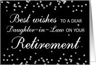 Daughter in Law Retirement Congratulations Black with Silver Sparkles card