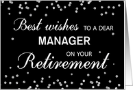 Custom Relation Retirement Congratulations Black with Silver Sparkles card