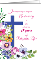 Custom Year Anniversary Nun Religious Life Cross and Flowers card
