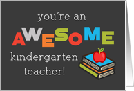 Kindergarten Teacher Appreciation Day Books and Apple Awesome card