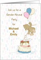 Gender Reveal Party Personalized Invitation with Bear Mouse Balloons card