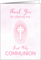 Thank You Pink Communion Cross Rays card