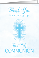 Thank You Blue Communion Cross Rays card