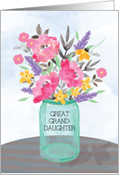 Great Granddaughter Mothers Day Jar Vase with Flowers card