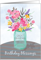 Great Grandma Birthday Blessings Jar Vase with Flowers card