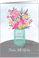 From All Of Us Anniversary Jar Vase with Flowers card