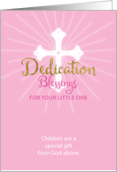 Dedication Blessing Baby Girl Pink and Gold Cross card