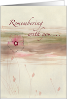Sympathy Remembering Flowers and Watercolor Look Sunset Background card