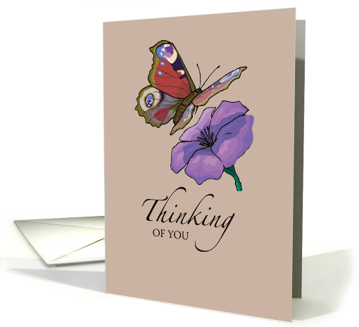 Thinking of You Butterfly with Flower Hello card (152774)