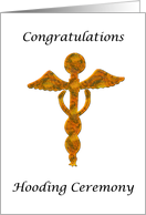 Hooding Ceremony Gold Medical Symbol Congratulations card