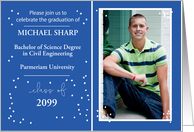 Graduation Custom Photo Name Announcement Invitation Blue card