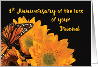 First Anniversary of Loss of Friend Butterfly on Sunflowers card