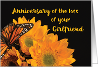 Anniversary of Loss of Girlfriend Butterfly on Sunflowers card