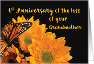 First Anniversary of Loss of Grandmother Butterfly on Sunflowers card