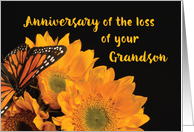 Anniversary of Loss of Grandson Butterfly on Sunflowers card