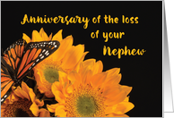 Anniversary of Loss of Nephew Butterfly on Sunflowers card