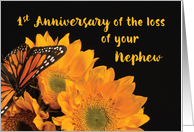 First Anniversary of Loss of Nephew Butterfly on Sunflowers card