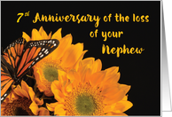 Custom Year Seventh Anniversary of Loss of Nephew Butterfly Sunflowers card