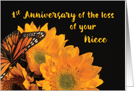 First Anniversary of Loss of Niece Butterfly on Sunflowers card